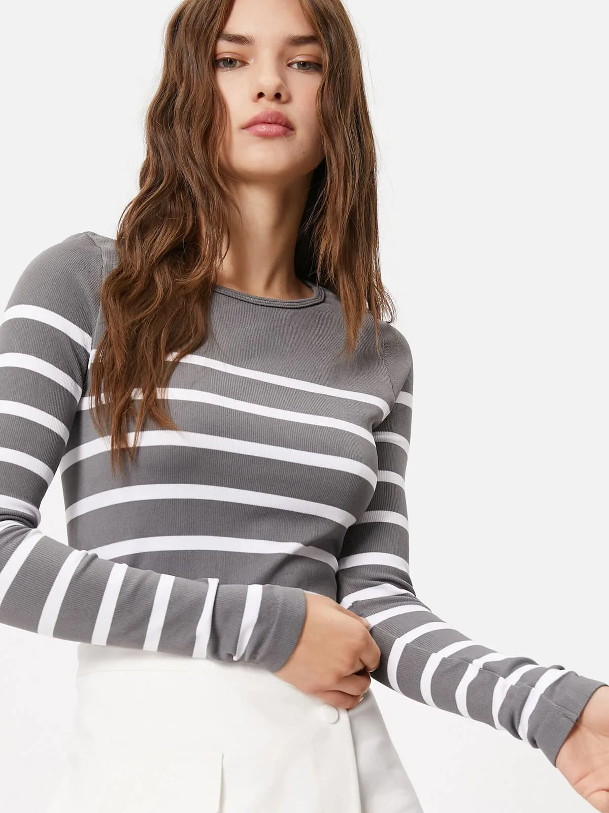 Cotton Long-Sleeve Striped T-shirt - Image 2
